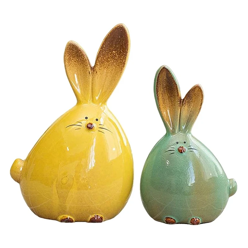 

1 Pair Rabbits Sculpture Bunny Ornament Figurine Statue Easter Office Decor