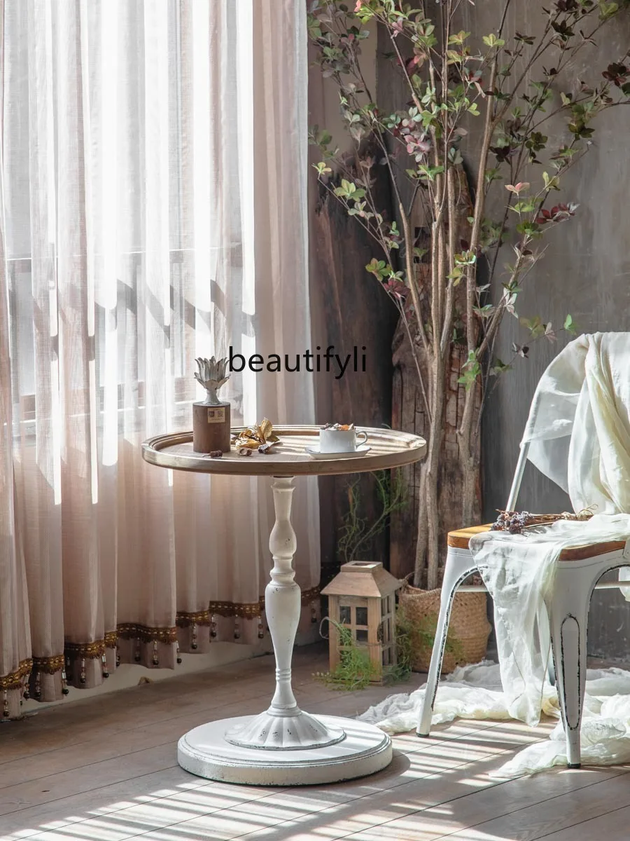 zq French Bed Breakfast Retro Solid Wood Side Table Living Room Sofa and Tea Table American Country Distressed Small round Table
zq French Bed Breakfast Retro Solid Wood Side Table Living Room Sofa and Tea Table American Country Distressed Small round Table