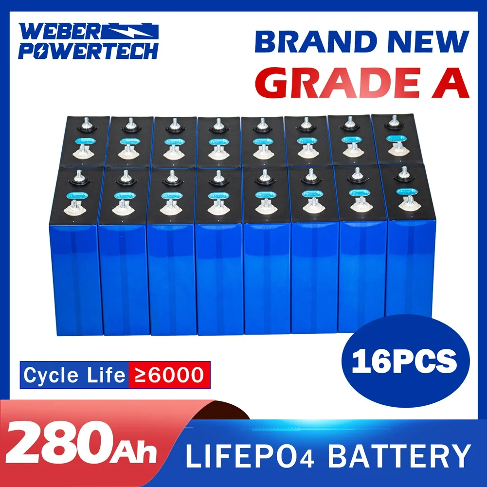 3.2V 16PCS 280Ah Lifepo4 Battery Rechargeable Lithium Iron Phosphate Cell 16S 48V Batterie Pack With Busbars For RV Boat Solar
3.2V 16PCS 280Ah Lifepo4 Battery Rechargeable Lithium Iron Phosphate Cell 16S 48V Batterie Pack With Busbars For RV Boat Solar