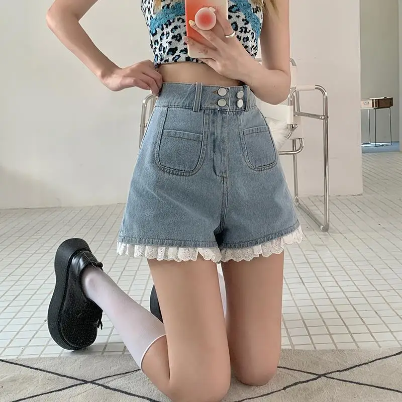 2023 Female Fashion Casual Summer Cool Women Denim Booty Shorts High Waists Solid Color Egan Hip Hop Wide Leg Short Jeans B48
2023 Female Fashion Casual Summer Cool Women Denim Booty Shorts High Waists Solid Color Egan Hip Hop Wide Leg Short Jeans B48