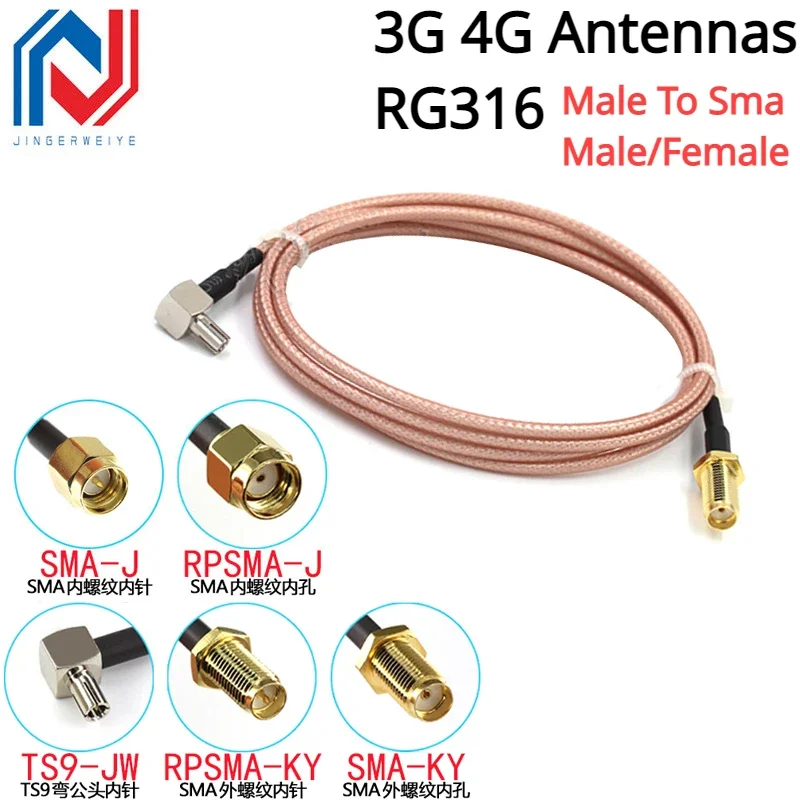 

SMA Female to TS9 Male Connector External Adapter Splitter Combiner RF Coaxial Pigtail Cable for 3G 4G antennas RG316