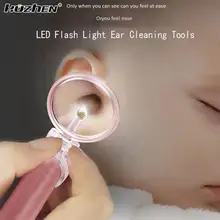 LED FlashLight Earpick Baby Ear Cleaner Endoscope Penlight Spoon Cleaning Ear Curette Light Spoon Ear Wax Removal