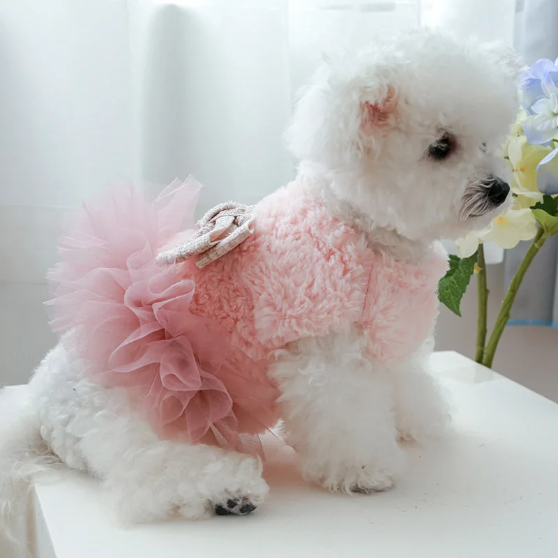 Pet clothes with velvet and thick autumn and winter new warm puppy dog cat dress Princess bow fragrant gauze skirt
Pet clothes with velvet and thick autumn and winter new warm puppy dog cat dress Princess bow fragrant gauze skirt