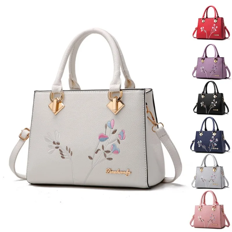 Women's Totes Shoulder Bag Fashion Embroidery Flower Shopping Bag Female PU Leather Exquisite Handbags Women Casual Business Bag 
Women's Totes Shoulder Bag Fashion Embroidery Flower Shopping Bag Female PU Leather Exquisite Handbags Women Casual Business Bag
