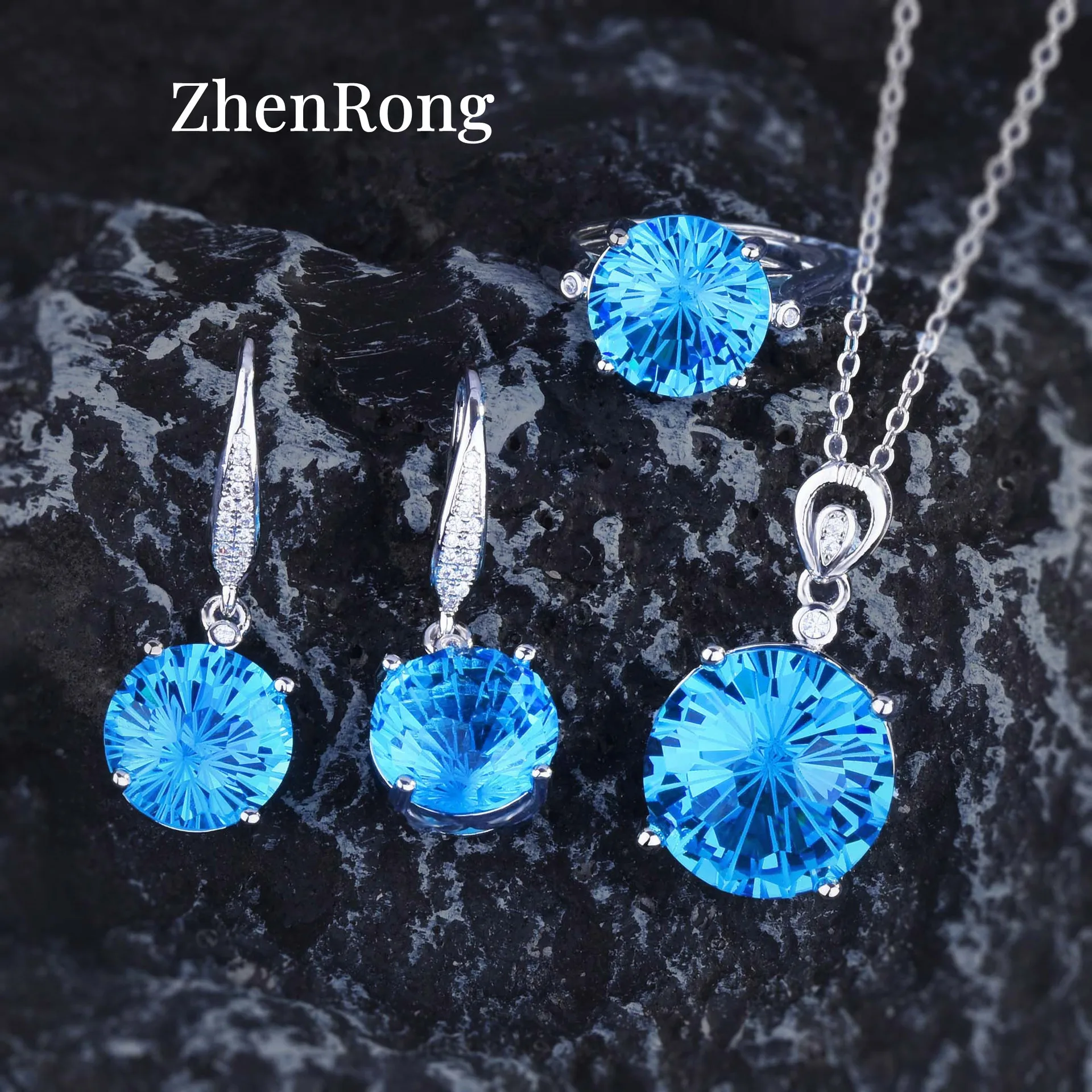 Luxury High Quality 10 Carat Sea Blue Topaz Wedding Jewelry Sets For Bride Women Silver Color Pendant Necklaces Earrings Rings
Luxury High Quality 10 Carat Sea Blue Topaz Wedding Jewelry Sets For Bride Women Silver Color Pendant Necklaces Earrings Rings