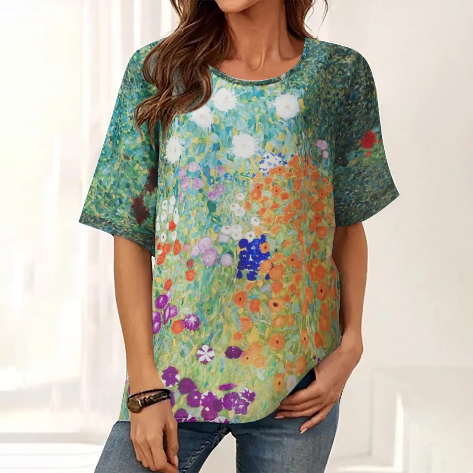 Women plus Tops Women's Printed Round Neck Loose Cotton Linen Short Sleeve Ladies Women plus Tops plus Size Work Tops for Women
Women plus Tops Women's Printed Round Neck Loose Cotton Linen Short Sleeve Ladies Women plus Tops plus Size Work Tops for Women