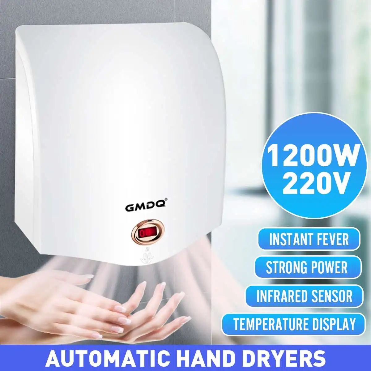 Strong Wind Motor 1200W Automatic Hand Dryer Smart Home Infrared Sensor Hand Dryer Intelligent Temperature Display 220V
Strong Wind Motor 1200W Automatic Hand Dryer Smart Home Infrared Sensor Hand Dryer Intelligent Temperature Display 220V