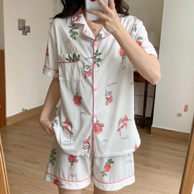 Women's Sleepwear Women's 5022# Double Short Open Chest Milk Silk Spring Fashion home wear M L XL XXLCode
Women's Sleepwear Women's 5022# Double Short Open Chest Milk Silk Spring Fashion home wear M L XL XXLCode