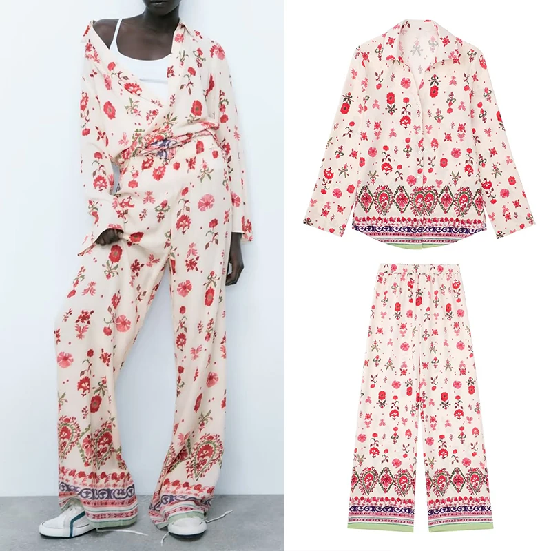 Autumn 2022 Women Flowers Print Long Sleeve Shirt With Elastic Waist Wide Leg Pants Female Casual Sets LY9978
Autumn 2022 Women Flowers Print Long Sleeve Shirt With Elastic Waist Wide Leg Pants Female Casual Sets LY9978