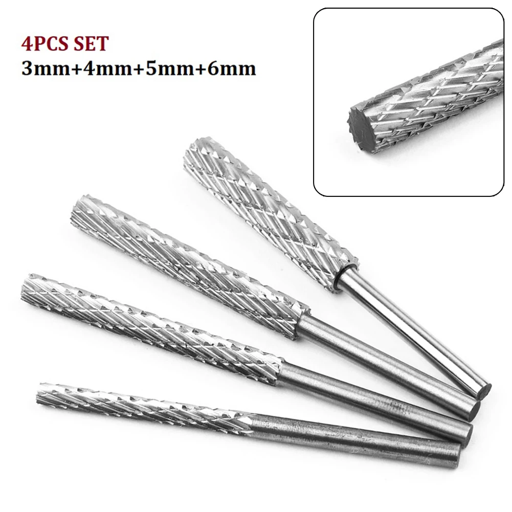 4pcs 3/4/5/6mm HSS Rotary Burr Tool Plastic Wood Carving Rotary File For Woodworking Milling Cutters Rotary Tools Accessories
4pcs 3/4/5/6mm HSS Rotary Burr Tool Plastic Wood Carving Rotary File For Woodworking Milling Cutters Rotary Tools Accessories