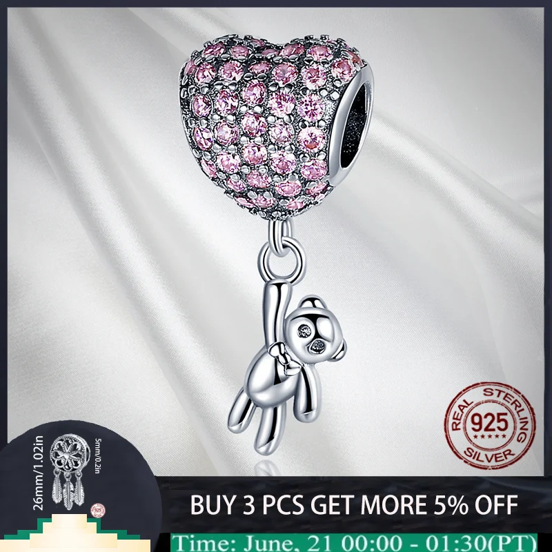 925 Sterling Silver Crystal Heart Charms Bear Beads Fit Original Bracelets Bangle DIY Women Designer For Making Jewelry Gift
925 Sterling Silver Crystal Heart Charms Bear Beads Fit Original Bracelets Bangle DIY Women Designer For Making Jewelry Gift