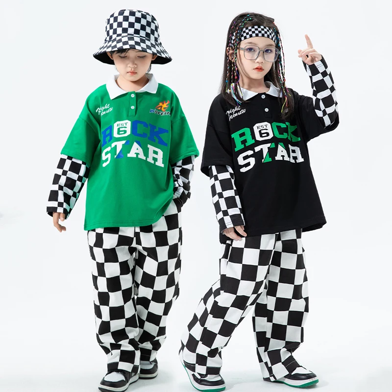 New Jazz Dance Costumes For Kids Loose Shirts Plaid Hiphop Pants Kpop Clothing Girls Boys Hip Hop Dance Street Dancewear DQS1151
New Jazz Dance Costumes For Kids Loose Shirts Plaid Hiphop Pants Kpop Clothing Girls Boys Hip Hop Dance Street Dancewear DQS1151