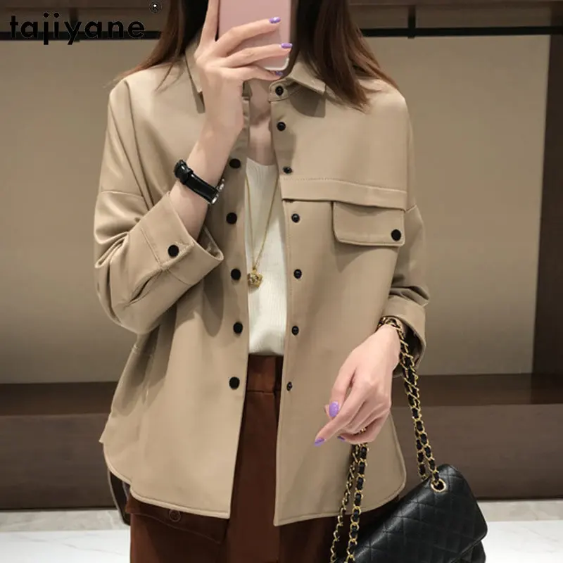 Женская кожаная куртка Tajiyane, элегантная однобортная куртка из 100% натуральной овечьей шкуры, уличная одежда, 2023
Женская кожаная куртка Tajiyane, элегантная однобортная куртка из 100% натуральной овечьей шкуры, уличная одежда, 2023