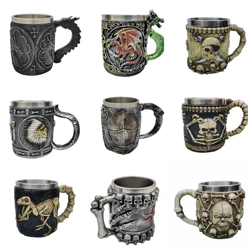 

Horrible Resin Stainless Steel Skull Goblet Retro Claw Wine Glass Gothic Cocktail Glasses Wolf Whiskey Cup Party Bar Drinkware