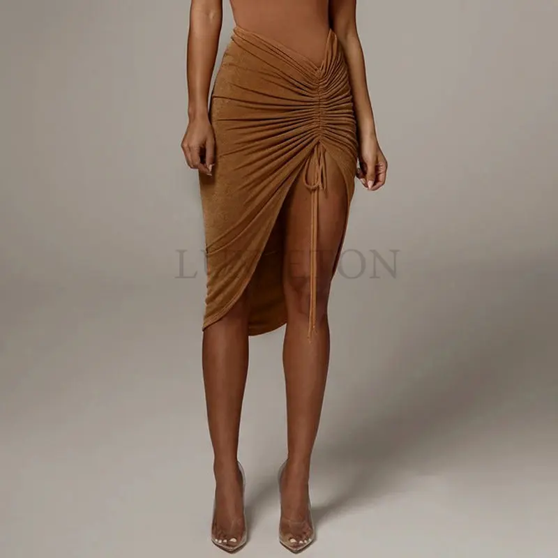 High Waist Lace Up Mini Skirts Womens Ruched Drawstring Hip Sexy Tight Slit Skirt Club Wrinkled Irregular Orange Pary
High Waist Lace Up Mini Skirts Womens Ruched Drawstring Hip Sexy Tight Slit Skirt Club Wrinkled Irregular Orange Pary