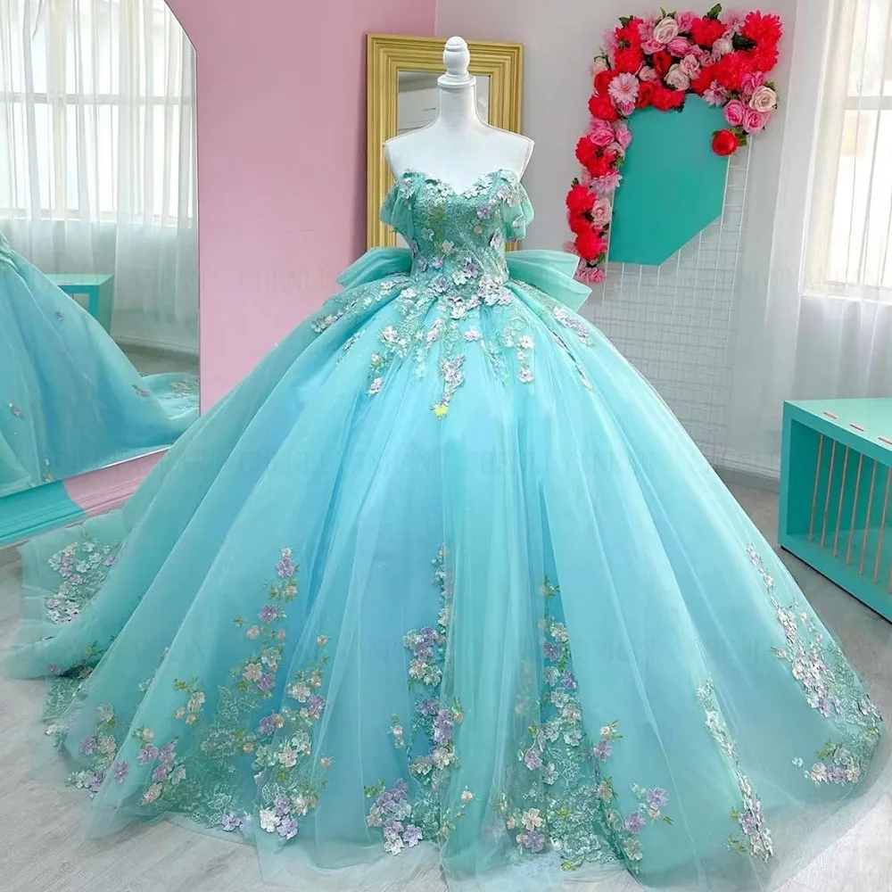 Blue 3D Floral Quinceanera Dresses 2023 Ball Gown Puffy Sparkly Tulle Sweet 16 Dresses Off The Shoulder Sexy Lace Prom Dress
Blue 3D Floral Quinceanera Dresses 2023 Ball Gown Puffy Sparkly Tulle Sweet 16 Dresses Off The Shoulder Sexy Lace Prom Dress