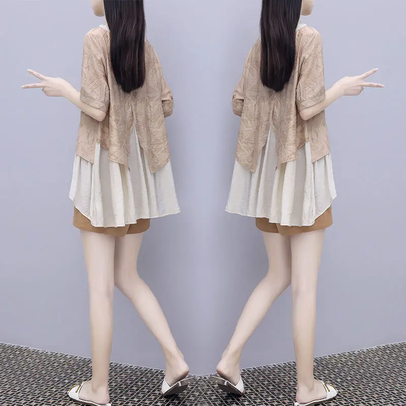 Women 2022 Summer Suit New Short Sleeve Top Fashion Casual Two Piece Shorts Sets Female Loose Shirt Wide Leg Shorts Outfits N05
Women 2022 Summer Suit New Short Sleeve Top Fashion Casual Two Piece Shorts Sets Female Loose Shirt Wide Leg Shorts Outfits N05