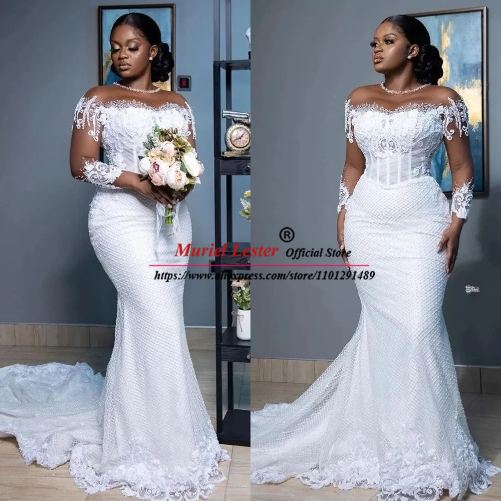 Gorgeous Mermaid Wedding Dresses For Bride Marriage Beaded O Neck Long Sleeves Formal Occasion Party Black Grils Bridal Gowns
Gorgeous Mermaid Wedding Dresses For Bride Marriage Beaded O Neck Long Sleeves Formal Occasion Party Black Grils Bridal Gowns