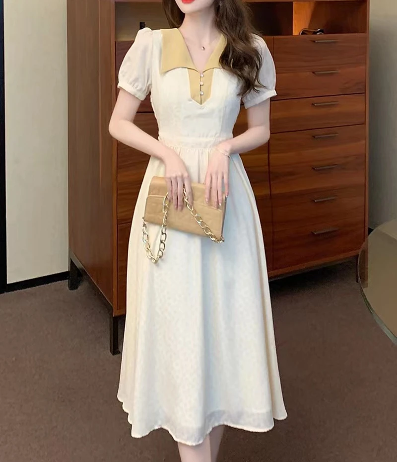 2023 Summer Office Lady Elegant Dress Women's Waist Wrapped Short Sleeve Temperament Gentle Style Dress New
2023 Summer Office Lady Elegant Dress Women's Waist Wrapped Short Sleeve Temperament Gentle Style Dress New