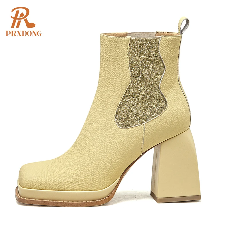 PRXDONG Women's Shoes Square High Heels Platform Classics Black Beige Genuine Leather Autumn WInter Warm Ankle Boots Size 34-39
PRXDONG Women's Shoes Square High Heels Platform Classics Black Beige Genuine Leather Autumn WInter Warm Ankle Boots Size 34-39