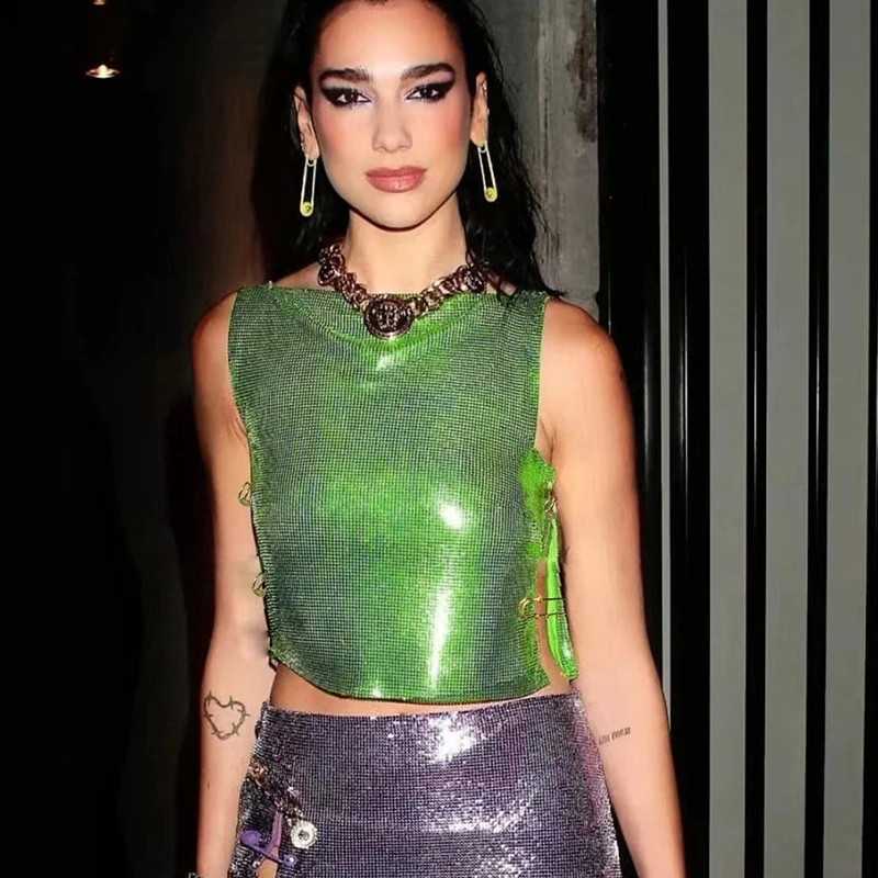 Y2K Metal Sequined Crop TopS for Women Elegant Party Rave Dual Side Slits Tank Top Prom Outfits Chic Design Paper Pin Link Vest
Y2K Metal Sequined Crop TopS for Women Elegant Party Rave Dual Side Slits Tank Top Prom Outfits Chic Design Paper Pin Link Vest