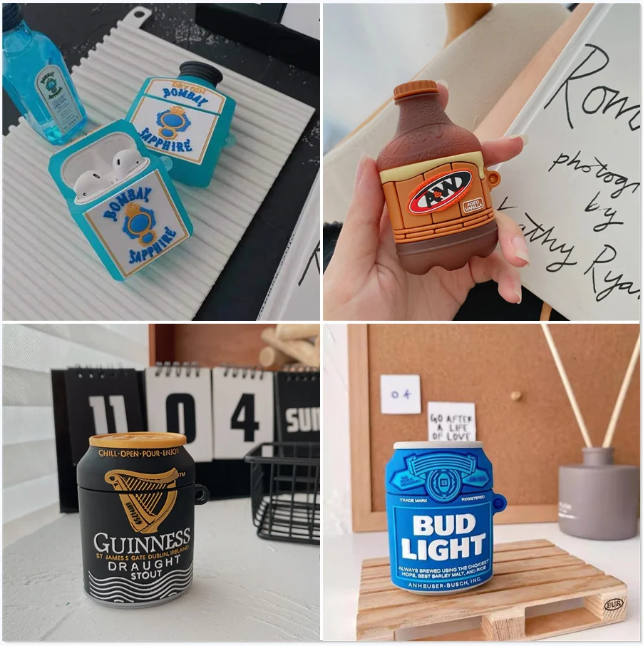 3D Whiskey Wine bottle Headphone Earphone silicone case for Apple airpods 1/2 Wireless Headset cover for airpods pro 3 Box
3D Whiskey Wine bottle Headphone Earphone silicone case for Apple airpods 1/2 Wireless Headset cover for airpods pro 3 Box