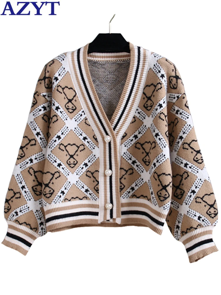 AZYT Vintage Style Women Sweater Cardigan Korean Fashion Argyle Knit Cardigan Female 2022 Autumn V Neck Women Sweater Coat
AZYT Vintage Style Women Sweater Cardigan Korean Fashion Argyle Knit Cardigan Female 2022 Autumn V Neck Women Sweater Coat