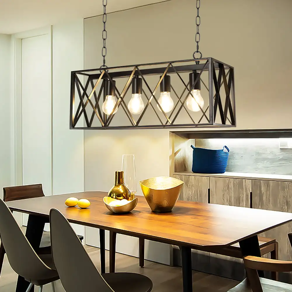4-Light Farmhouse Industrial Kitchen Island Pendant Light, Black Ceiling Light, Metal Chandelier for Dinning Room, Modern, E26 B
4-Light Farmhouse Industrial Kitchen Island Pendant Light, Black Ceiling Light, Metal Chandelier for Dinning Room, Modern, E26 B