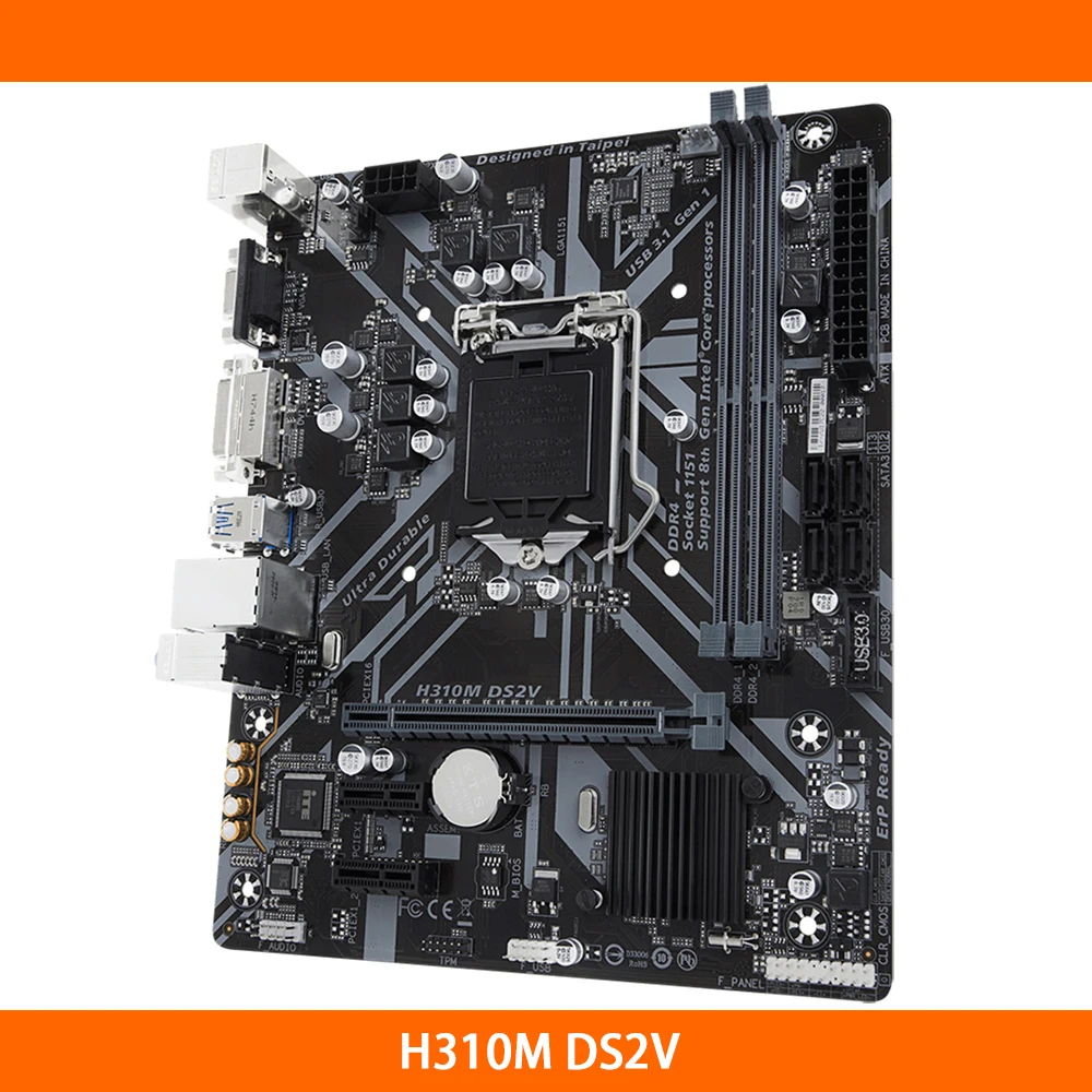 For Gigabyte H310M DS2V H310 LGA1151 2*DDR4 DIMM Slots 32GB 4*SATA 3.0 Ports Micro ATX Desktop Motherboard High Quality
For Gigabyte H310M DS2V H310 LGA1151 2*DDR4 DIMM Slots 32GB 4*SATA 3.0 Ports Micro ATX Desktop Motherboard High Quality
