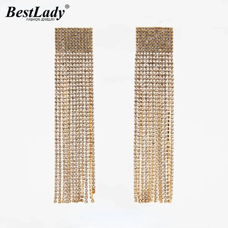 Серьги-гвоздики Best Lady высокого качества золотого цвета Стразы Кристалл, Длинная кисточка Висячие серьги для женщин ювелирные изделия Joyas ... 
Серьги-гвоздики Best Lady высокого качества золотого цвета Стразы Кристалл, Длинная кисточка Висячие серьги для женщин ювелирные изделия Joyas ...
