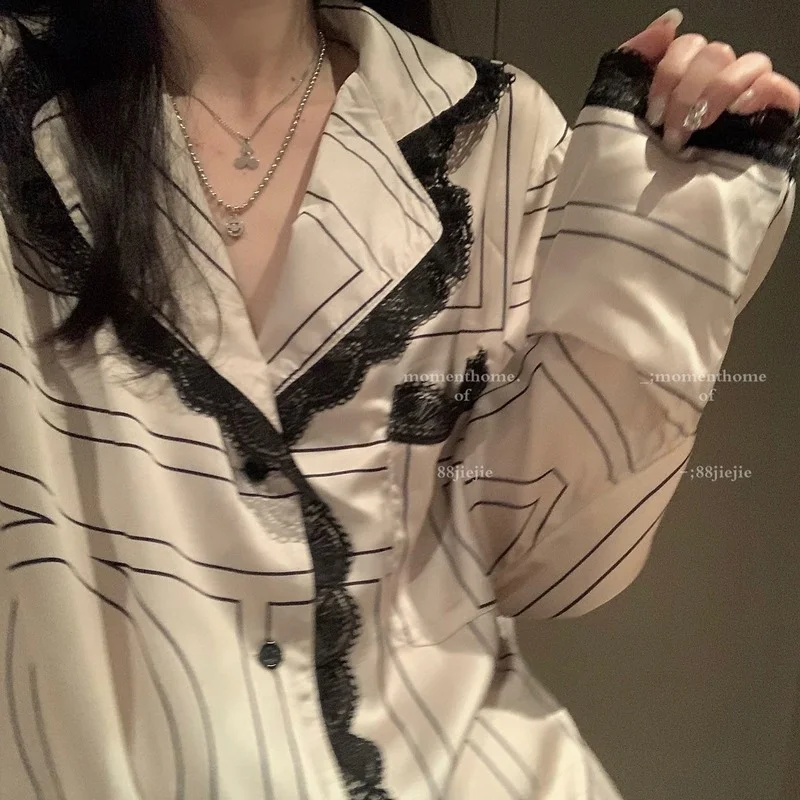 Fashion Trend Lace Cute Sweet Solid Color Printing Autumn and Winter New Lace Lace Suit Home Service Pajamas
Fashion Trend Lace Cute Sweet Solid Color Printing Autumn and Winter New Lace Lace Suit Home Service Pajamas