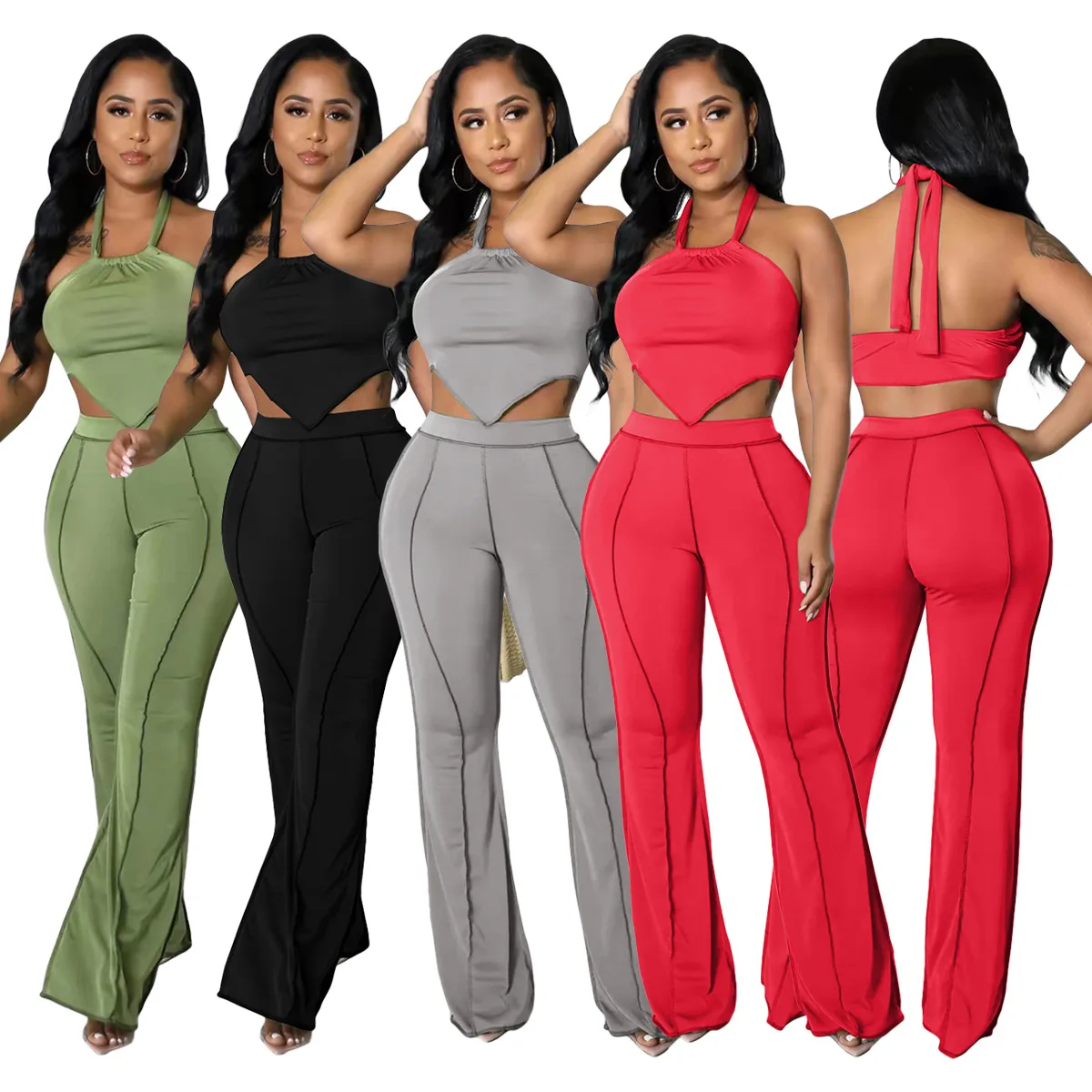 Active Halter Top And Wide Leg Pants Matching Sets Backless Solid Summer 2022 Skinny Slim Two Piece Sets For Women Casual Sporty
Active Halter Top And Wide Leg Pants Matching Sets Backless Solid Summer 2022 Skinny Slim Two Piece Sets For Women Casual Sporty
