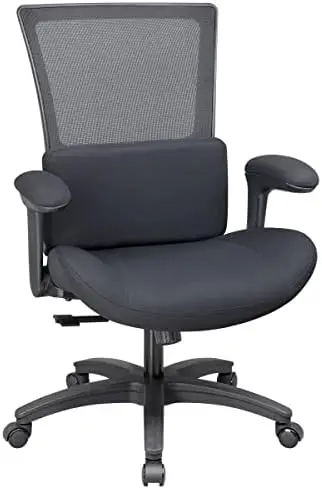 

И высокий эргономичный офисный сетчатый компьютерный стол, стул с поддержкой поясницы и мягкой подушкой, раскладные подлокотники 400lbs-Black