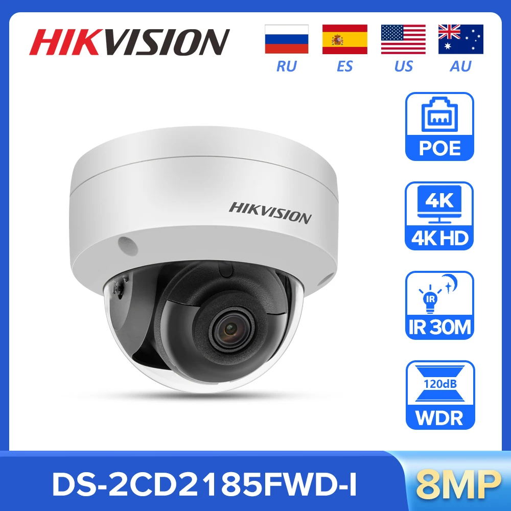 Hikvision IP Camera 8MP 4K Original DS-2CD2185FWD-I Dome POE Surveillance Security CCTV Camera H.265 Outdoor IP67 IK10 Camera
Hikvision IP Camera 8MP 4K Original DS-2CD2185FWD-I Dome POE Surveillance Security CCTV Camera H.265 Outdoor IP67 IK10 Camera