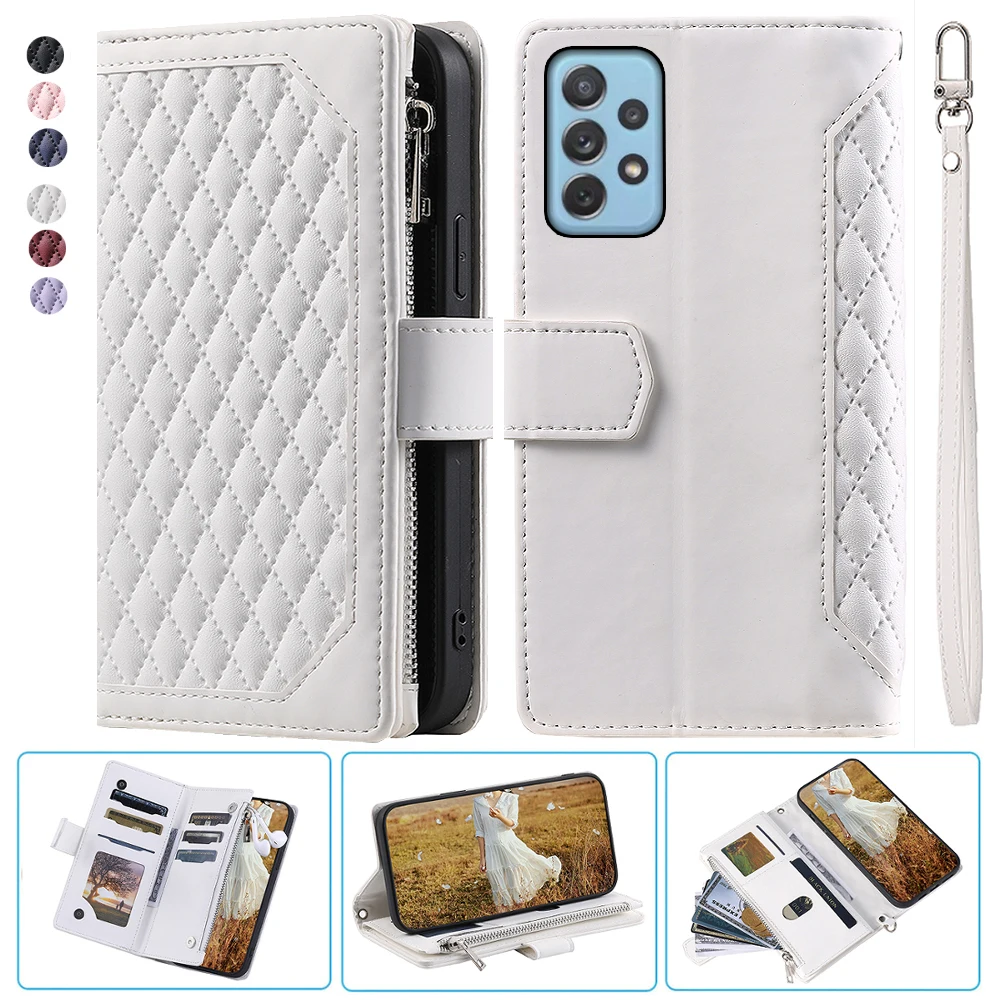 For Samsung A72 5G Fashion Small Fragrance Zipper Wallet Leather Case Flip Cover Multi Card Slots Cover Folio with Wrist Strap
For Samsung A72 5G Fashion Small Fragrance Zipper Wallet Leather Case Flip Cover Multi Card Slots Cover Folio with Wrist Strap