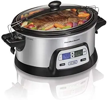 Portable Programmable Slow Cooker, Dishwasher Safe Crock, 6 Qt, FlexCook Dual Digital Timer/2 Heat Settings, Lid Lock for Easy T
Portable Programmable Slow Cooker, Dishwasher Safe Crock, 6 Qt, FlexCook Dual Digital Timer/2 Heat Settings, Lid Lock for Easy T
