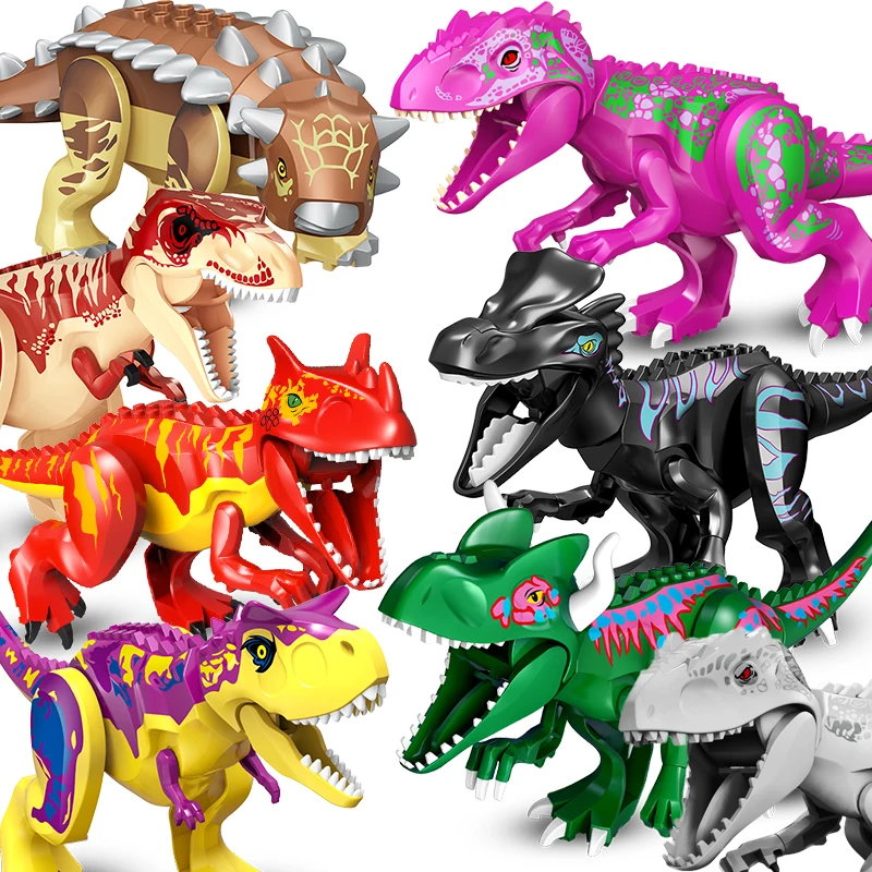 

Jurassic 3 Building Blocks World Dinosaurs Figures Bricks Assemble Kids Toys Tyrannosaurus Rex Indominus Rex Ankylosaur Therizin