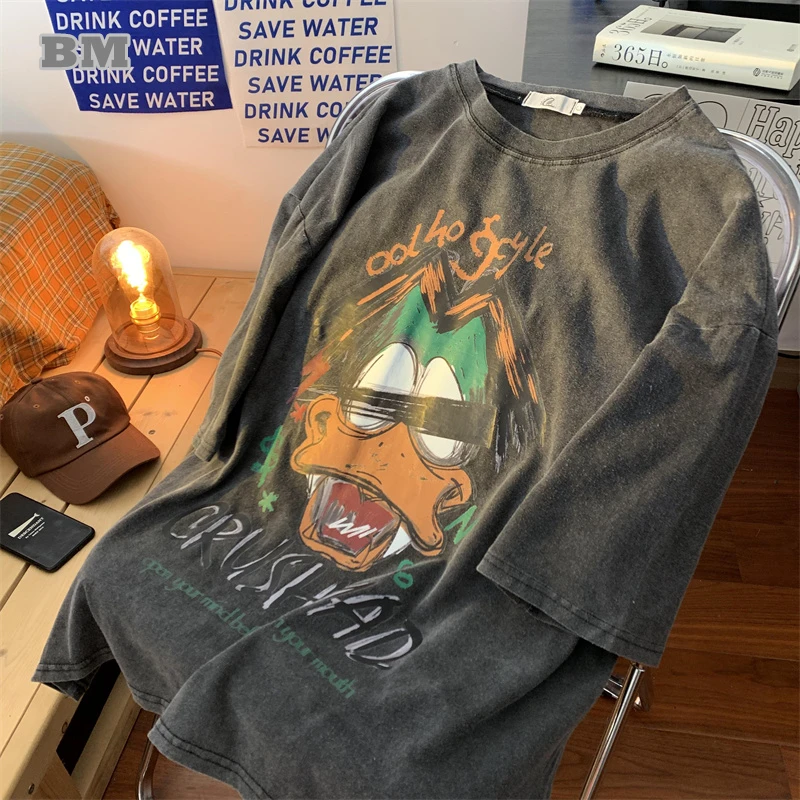 Летняя Корейская футболка BM в стиле хип-хоп с мультяшным принтом для пары в стиле Kpop, потертая футболка с короткими рукавами для мужчин и жен...
Летняя Корейская футболка BM в стиле хип-хоп с мультяшным принтом для пары в стиле Kpop, потертая футболка с короткими рукавами для мужчин и жен...