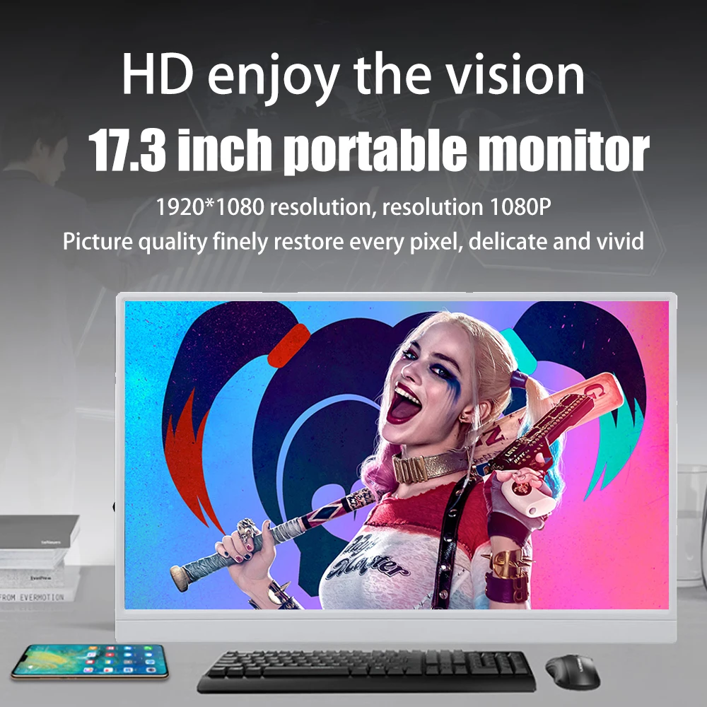 

17.3" 2K Portable Monitor 2560*1440 100%sRGB 120Hz Gaming Display for Tablet Xbox PS5 Switch Laptop Mac Lenovo Phone IOS Android