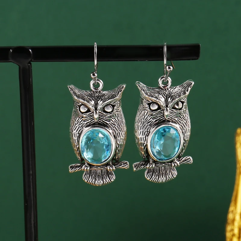 Creative Awl Vintage Women's Design Earrings, Ancient Silver with Blue Crystal Inlay, Party Jewelry Accessories
Creative Awl Vintage Women's Design Earrings, Ancient Silver with Blue Crystal Inlay, Party Jewelry Accessories