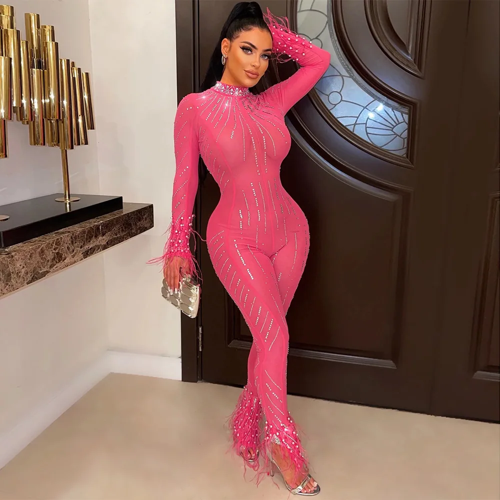Diamond Sheer Mesh See Through Party Skinny Slim Bodysuit Long Romper Women Jumpsuit Overalls Casual Women Jumpsuit
Diamond Sheer Mesh See Through Party Skinny Slim Bodysuit Long Romper Women Jumpsuit Overalls Casual Women Jumpsuit