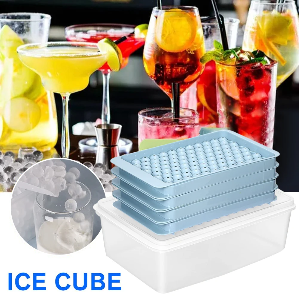 

104 Grids Ice Cube Trays For Freezer Ice Ball Maker Mold With Bin Round Ice Cube Mold With Scoop Ice Tray Box Kitchen Gadgets