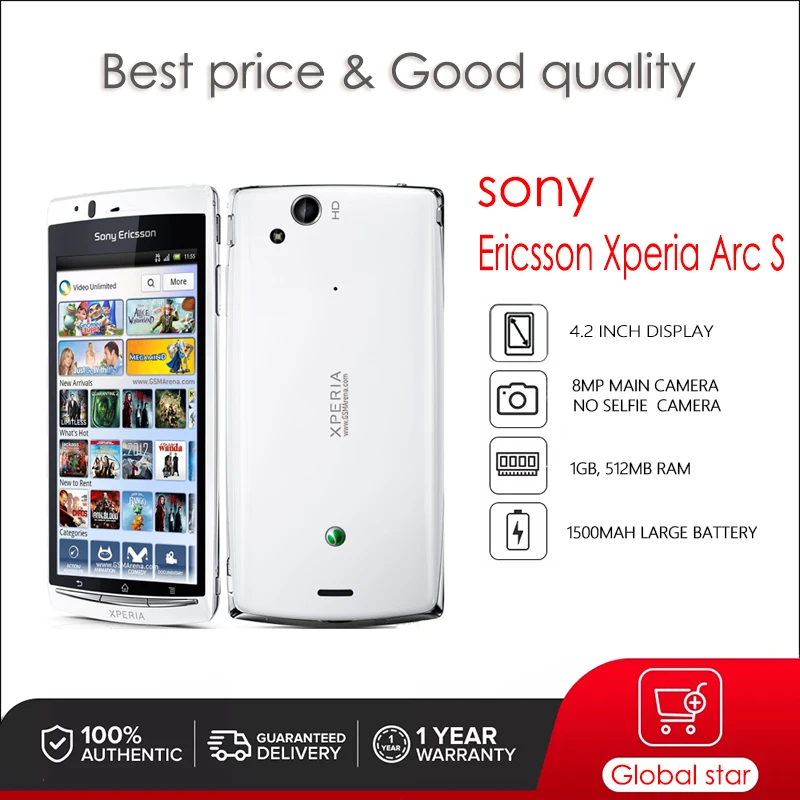 Оригинальный Восстановленный мобильный телефон Sony Ericsson Xperia Arc S LT18 LT18i 4 2 дюйма 8 МП