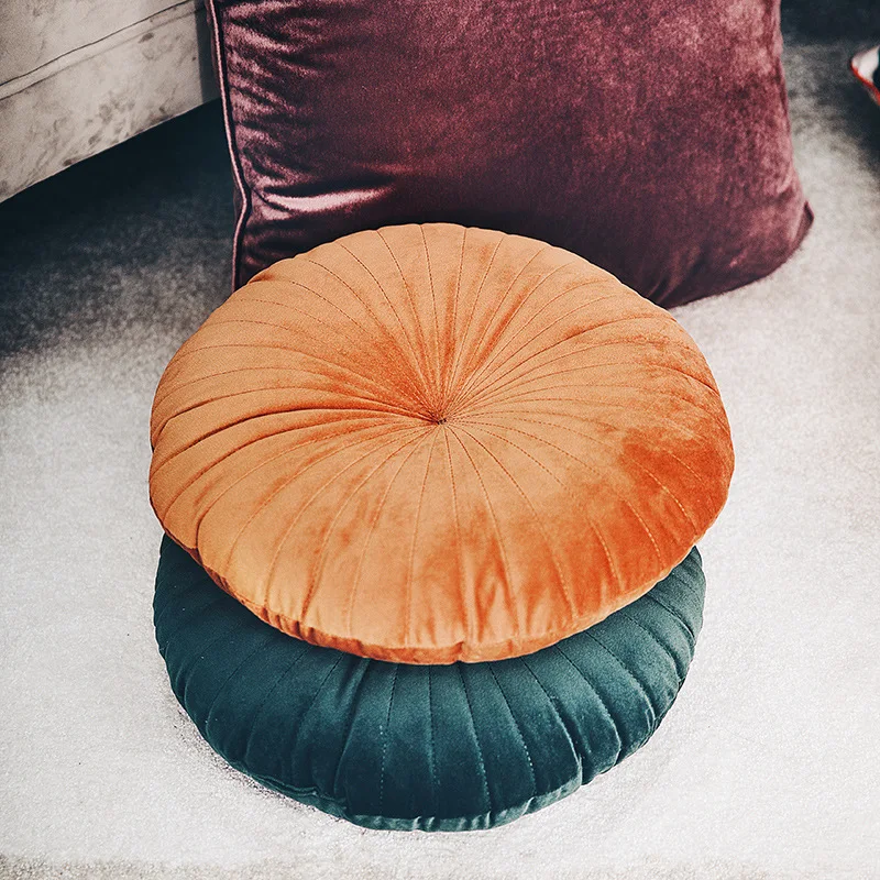 

Bubble Kiss Nordic Velvet Pumpkin Seat Cushion Vintage Office Back Rest Support Pillow for Sofa Home Decor Chair Fluffy Pillows