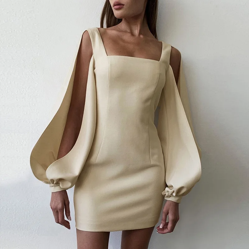 Elegant Square Neck Stitching Dress Women's Fashion Split Long-sleeved Sexy Sling Hollow Slimming Bag Hip Birthday Party Dress
Elegant Square Neck Stitching Dress Women's Fashion Split Long-sleeved Sexy Sling Hollow Slimming Bag Hip Birthday Party Dress