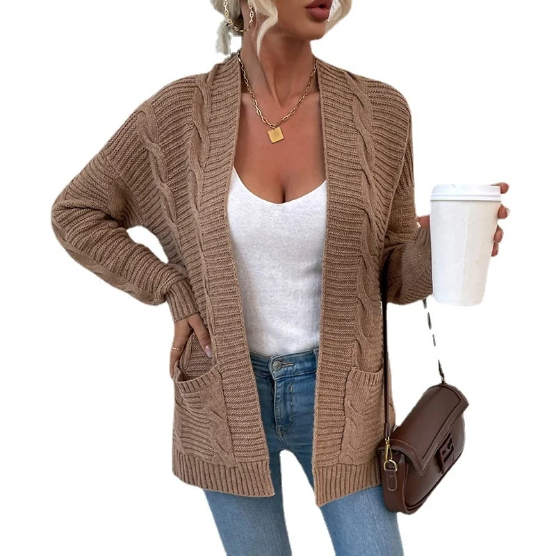 Women's New Autumn Winter 2022 Fried Dough Twist Medium And Long Pocket Cardigan Fashion Elegant Warm Knitted Sweater Casual
Women's New Autumn Winter 2022 Fried Dough Twist Medium And Long Pocket Cardigan Fashion Elegant Warm Knitted Sweater Casual