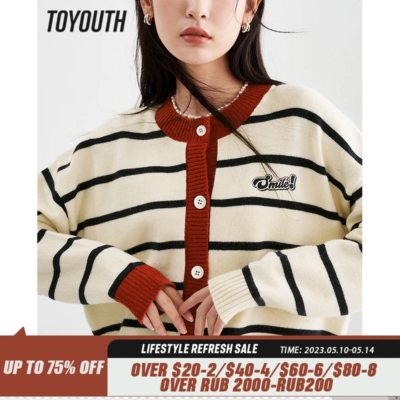 Toyouth Women Knit Cardigan 2023 Spring Long Sleeves O Neck Loose Sweaters with Buttons Apricot Black Stripe Comfort Chic Tops
Toyouth Women Knit Cardigan 2023 Spring Long Sleeves O Neck Loose Sweaters with Buttons Apricot Black Stripe Comfort Chic Tops