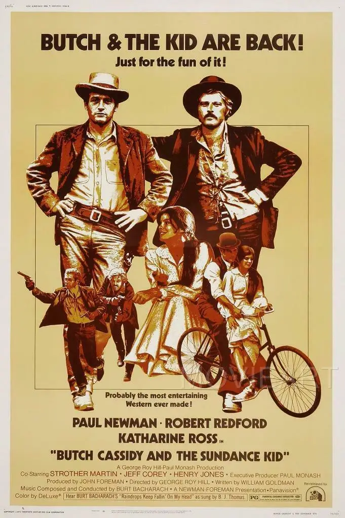 Винтажный детский кинотеатр BUTCH CASSIDY AND THE SUNDANCE Шелковый плакат с художественным