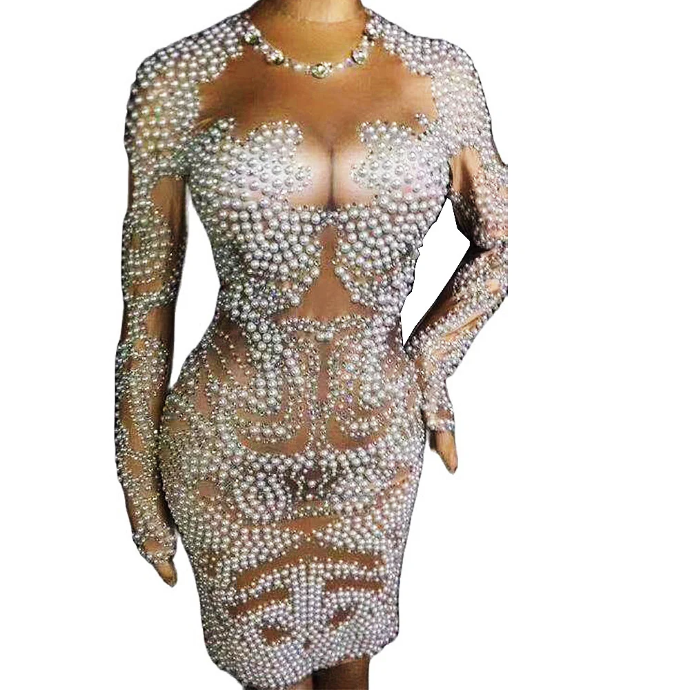 Long Sleeve White Pearl Diamonds Dress Nightclub Singer Dance Women Short Dress Prom Birthday Celebrate Costumes Lady Stage Wear
Long Sleeve White Pearl Diamonds Dress Nightclub Singer Dance Women Short Dress Prom Birthday Celebrate Costumes Lady Stage Wear