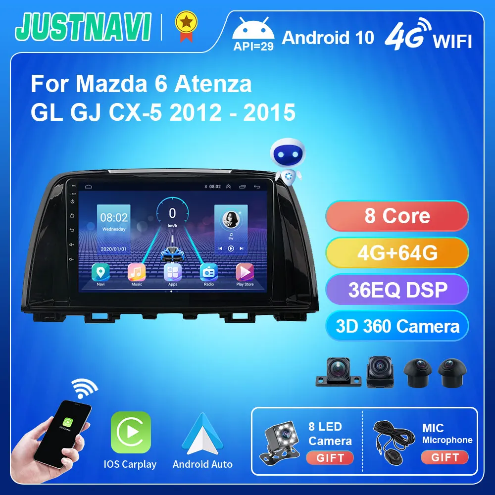 JUSTNAVI 4G 64G Android 10 GPS QT5 Car Radio Stereo For Mazda 6 Atenza GL GJ CX-5 2012 - 2015 Carplay Auto DSP WIFI OBD Rear SWC
JUSTNAVI 4G 64G Android 10 GPS QT5 Car Radio Stereo For Mazda 6 Atenza GL GJ CX-5 2012 - 2015 Carplay Auto DSP WIFI OBD Rear SWC